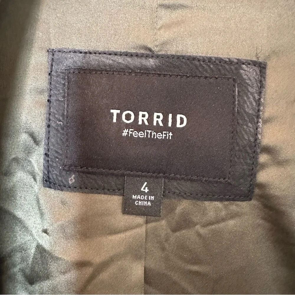 Torrid Olive Wool Military Fit Flare Trench Coat Size 4 - Picture 6 of 11